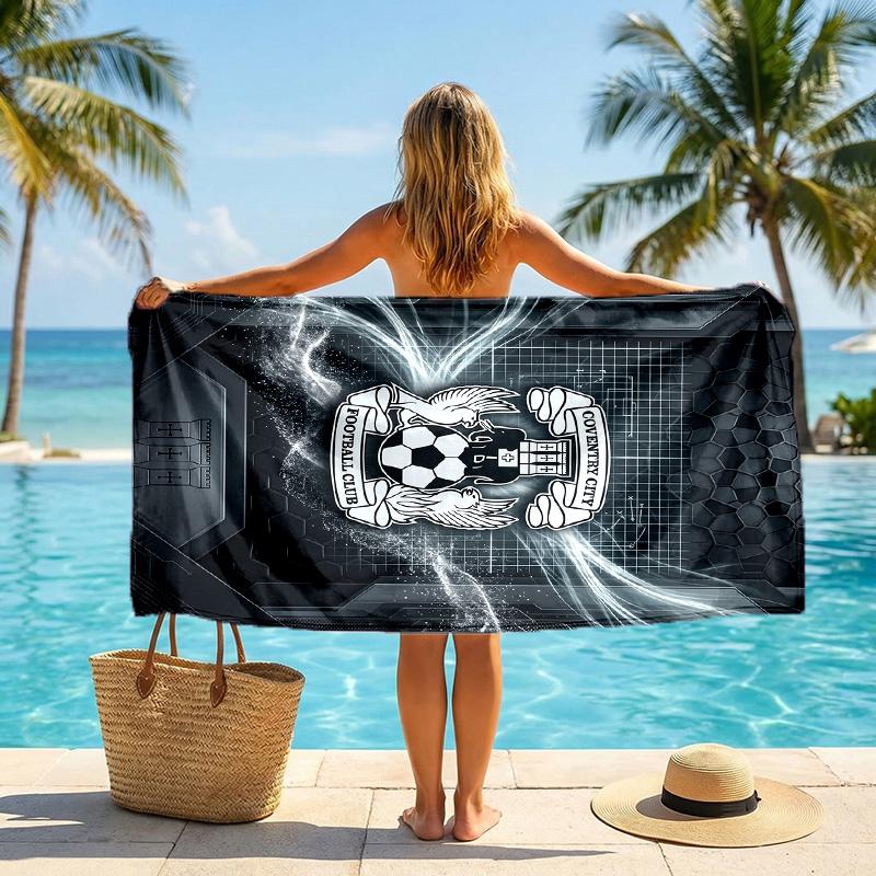 Coventry City Football Beach Towel Soft Microfiber Summer Towel Quick Dry Absorbent Towel for Beach Swimming Pool Travel