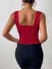 Square Neck Tank Top Wide Shoulder Straps Crop Tops Women Summer Camis Solid Color Camisole Fashion Tube Female Sleeveless Cropped Vest Y2K Clothes