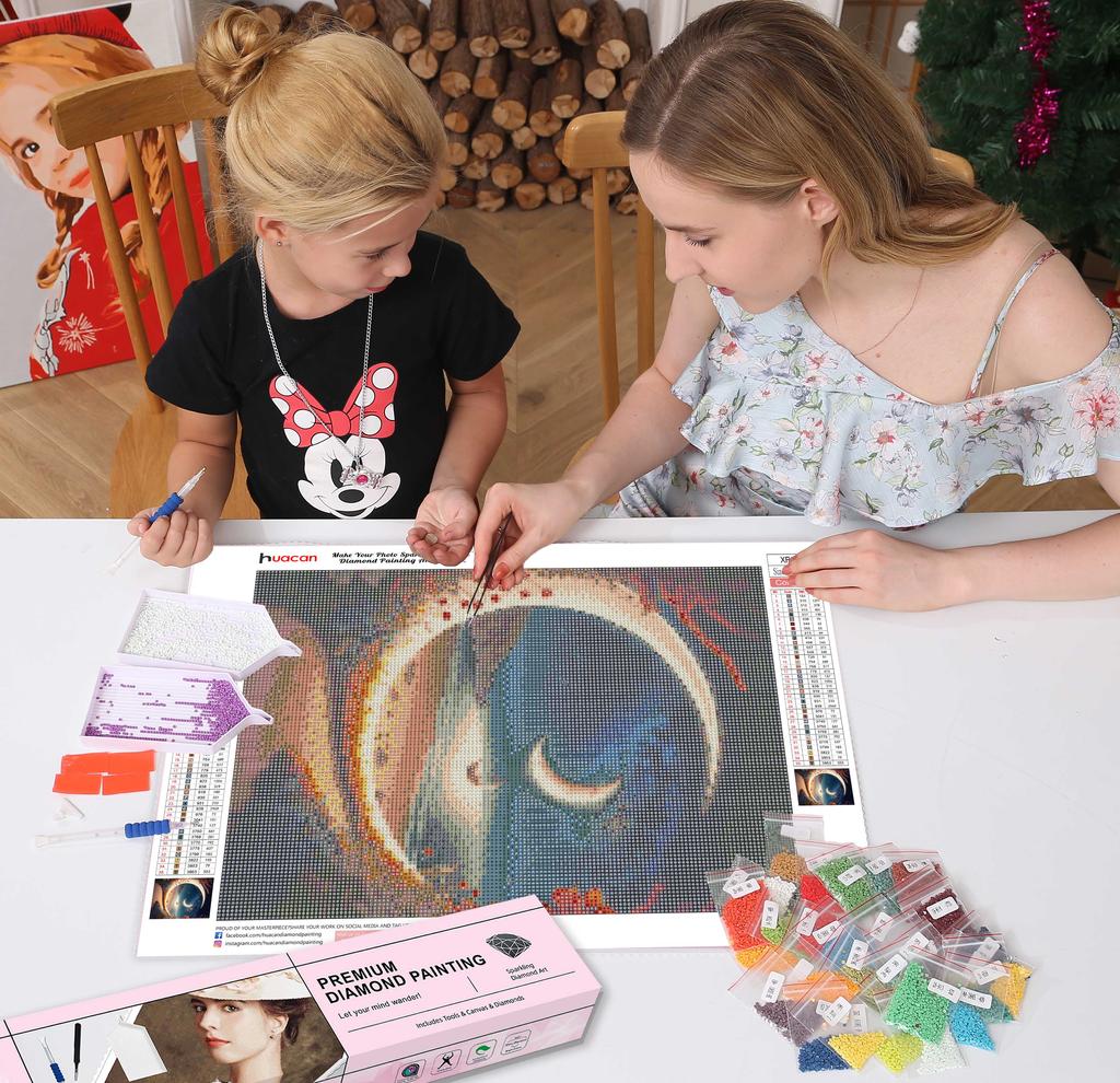 HuaCan алмазная живопись DIY комплект ночной пейзаж картина полная круглая дрель мозаика картины с луной вышивка домашний декор