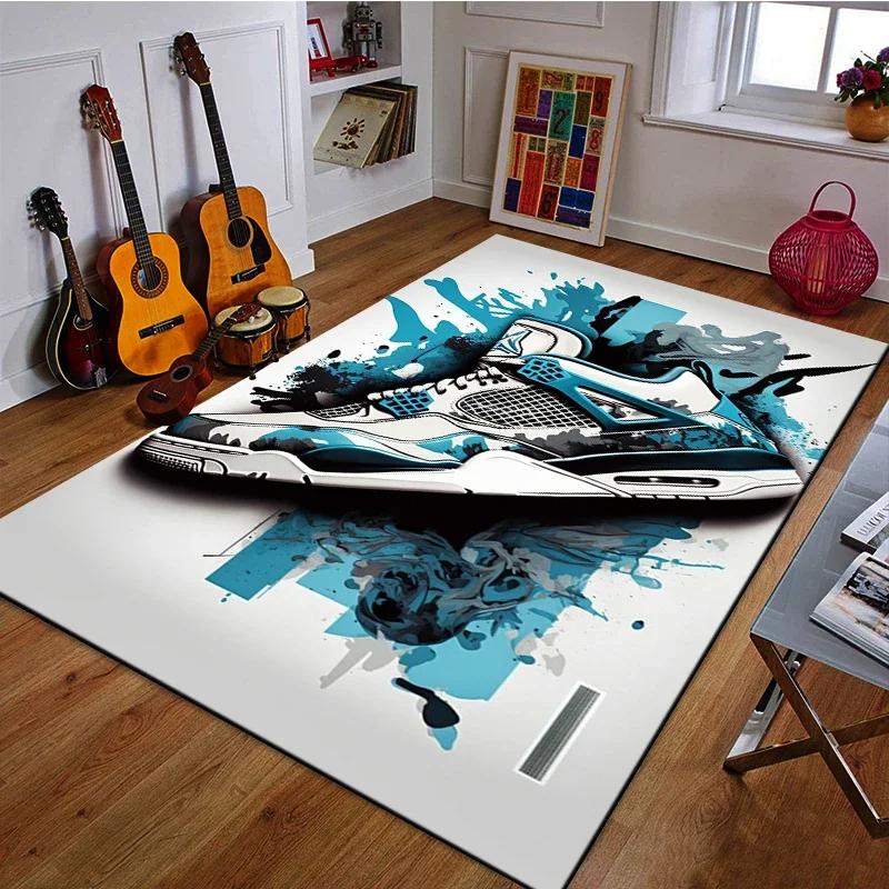Basketball Sneaker Print Area Rug for Living Room Bedroom Kids Playroom Hallway Door Mat Non Slip Decorative Floor Carpet Gift