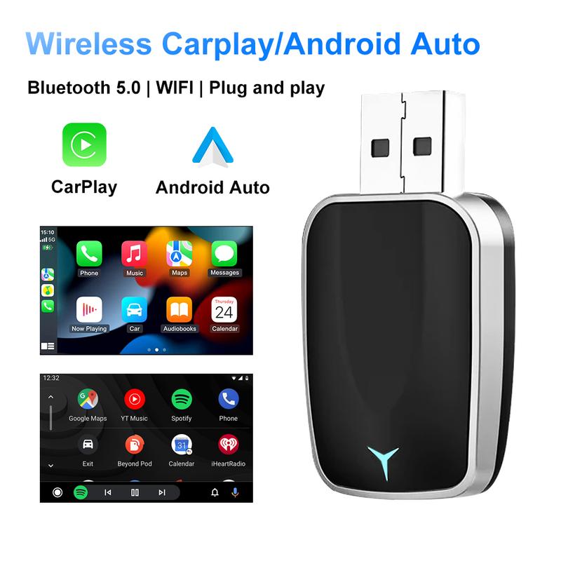 Беспроводной адаптер Carplay Android Auto 2 в 1 Адаптер Carplay для штатной автомагнитолы с USB Plug and Play Проводной в Беспроводной