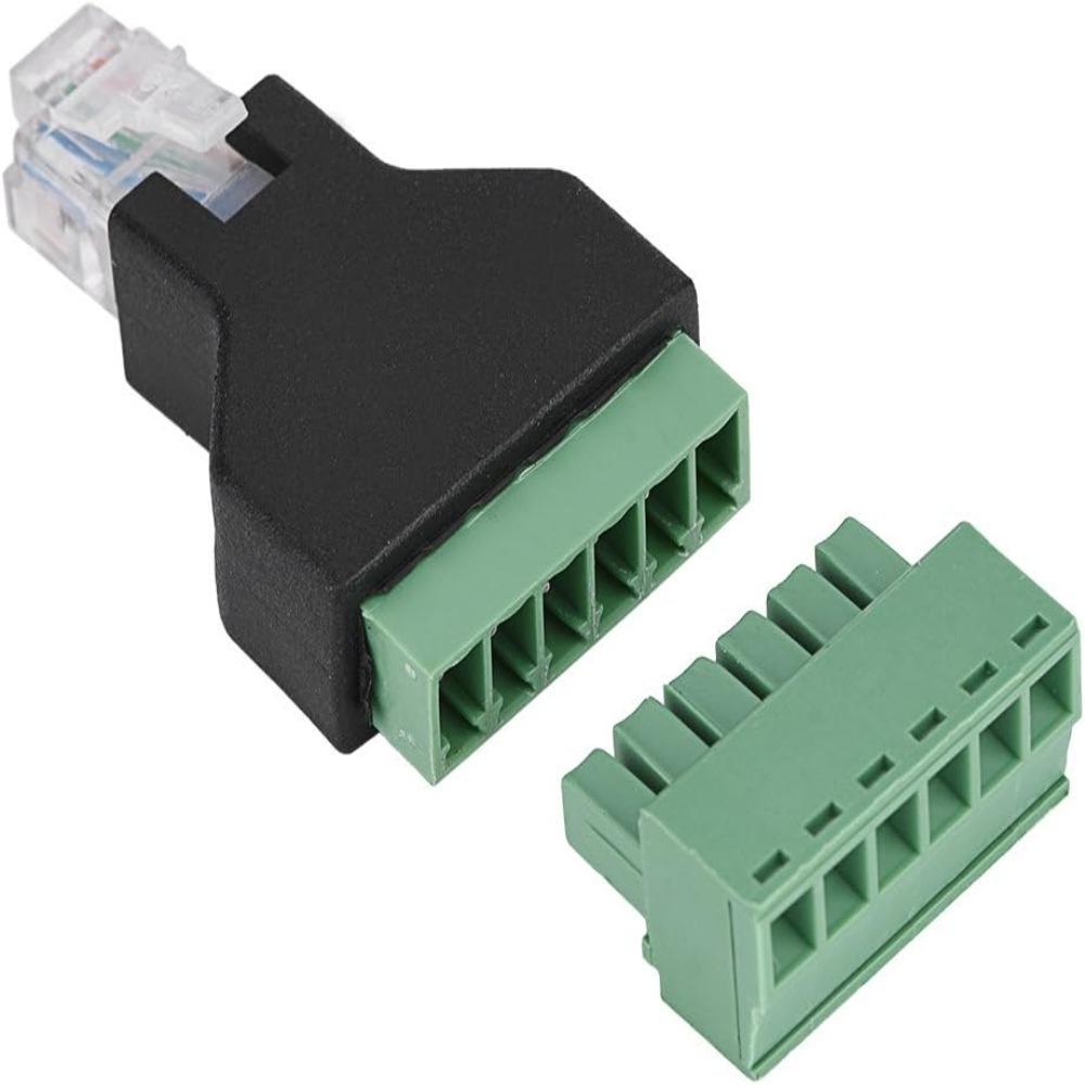 2 Pcs 6-Core Crystal Head RJ12 Male Adapter Green 6P6C Telephone Connector Cable Audio