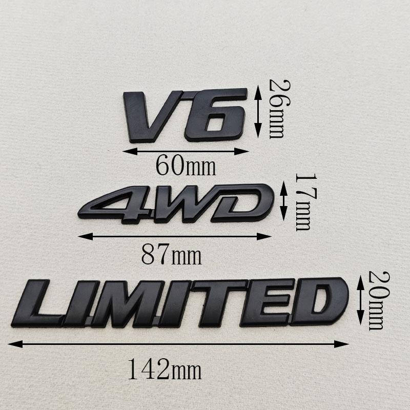 3D Metal Car Sticker Logo 4WD V6 V8 LIMITED Fender Side Badge Rear Trunk Emblem For Toyota LC150 LC200 4Runner Tundra Accessorie