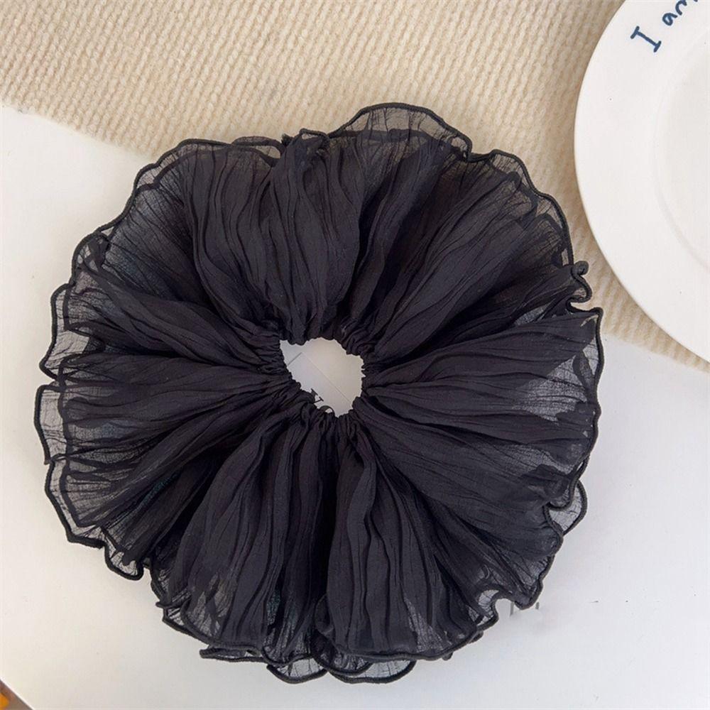 Hair Band Lace Mesh Cloth Flower Hair Tie Korean Style Headwear Women Scrunchies Wrinkle Hair Rope