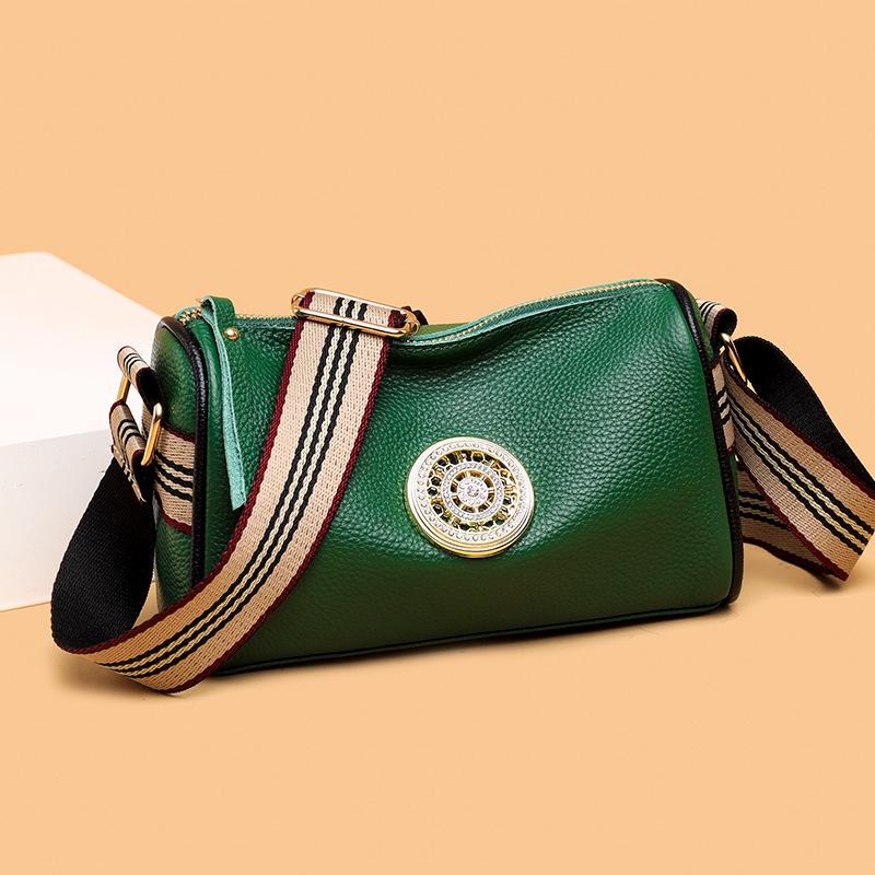 1 шт. Женская одноплечевая сумка-мессенджер из натуральной кожи - Мода, сумка-подушка из коровьей кожи с широким ремнем