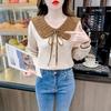 Bow Doll Neck Knitted Sweater Long Sleeved Autumn and Winter Fashionable Outerwear with Lace Up Design Exuding A Sense of Temperament and Style