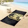 Large Beach Towel with Black and Gold Shield Crest Emblem, Quick Dry, Soft and Absorbent, for Beach Pool Travel Gift