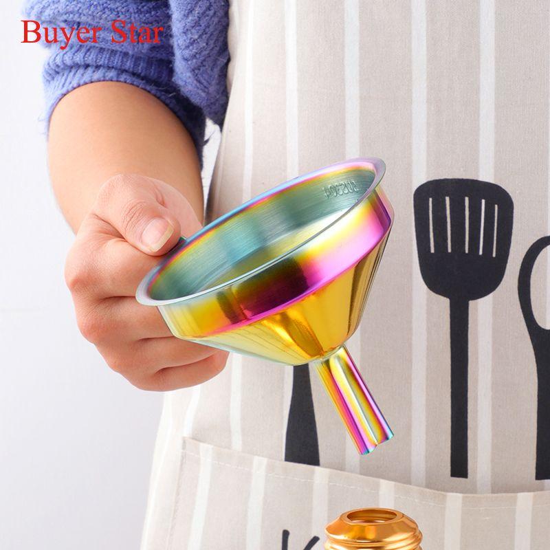 304 stainless steel funnel, household oil leak wine leak with removable filter