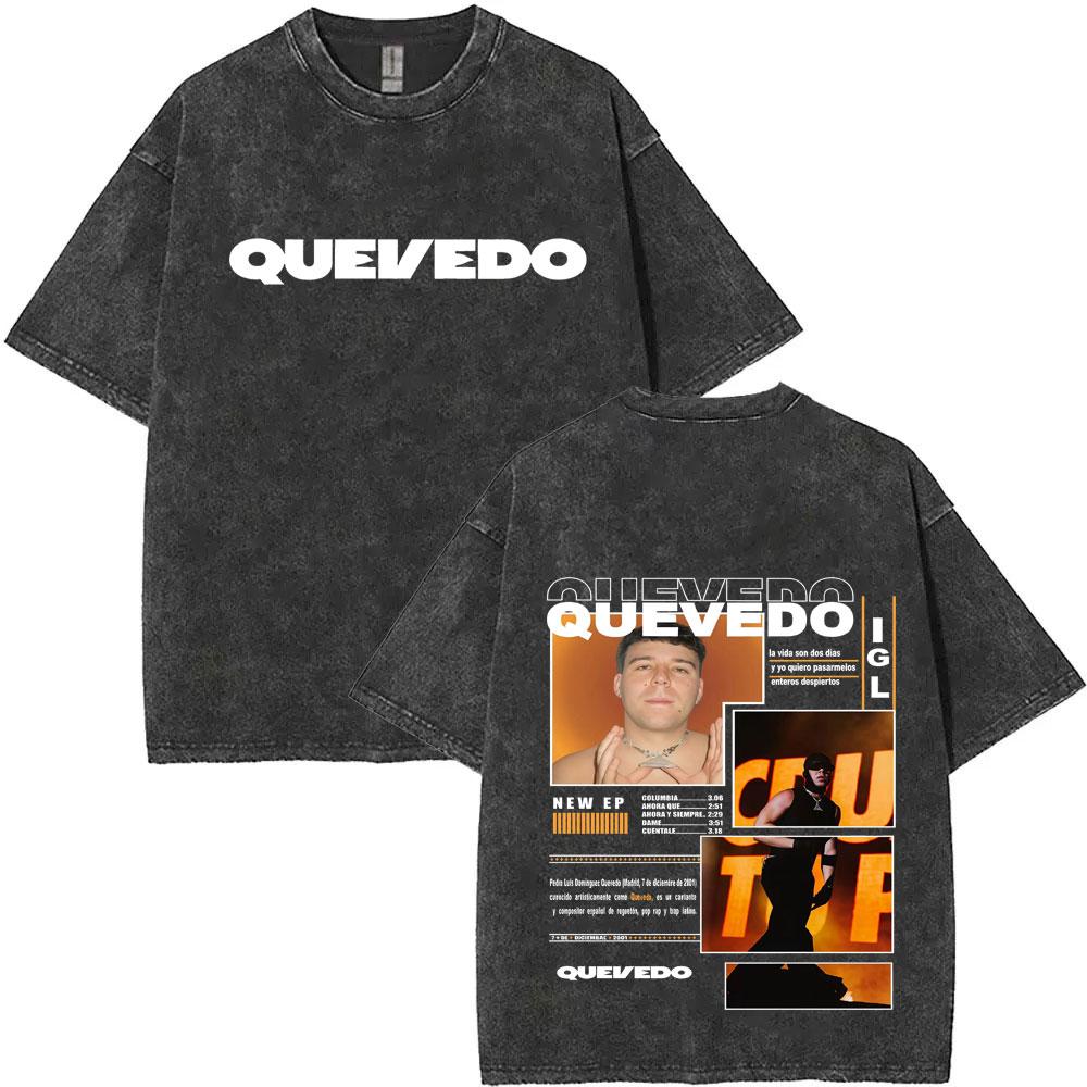 Rapper Quevedo El Baifo Album Harajuku Vintage Washed T Shrits Mens Women YK Clothes s Short Sleeve Casual Tshrit Unisex
