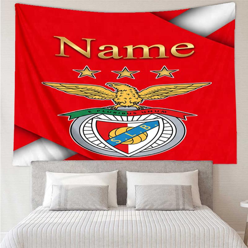 Custom Name Benfica Print Tapestry, Backdrop, Easy Setup, Ideal for Bedroom, Office & Living Room, with Aesthetic Wall Hanging Decor.