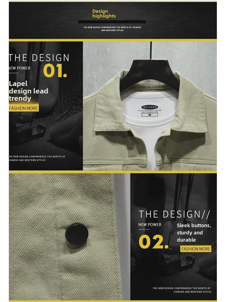 Мужская модная приталенная джинсовая куртка - повседневный корейский стиль для весны и осени