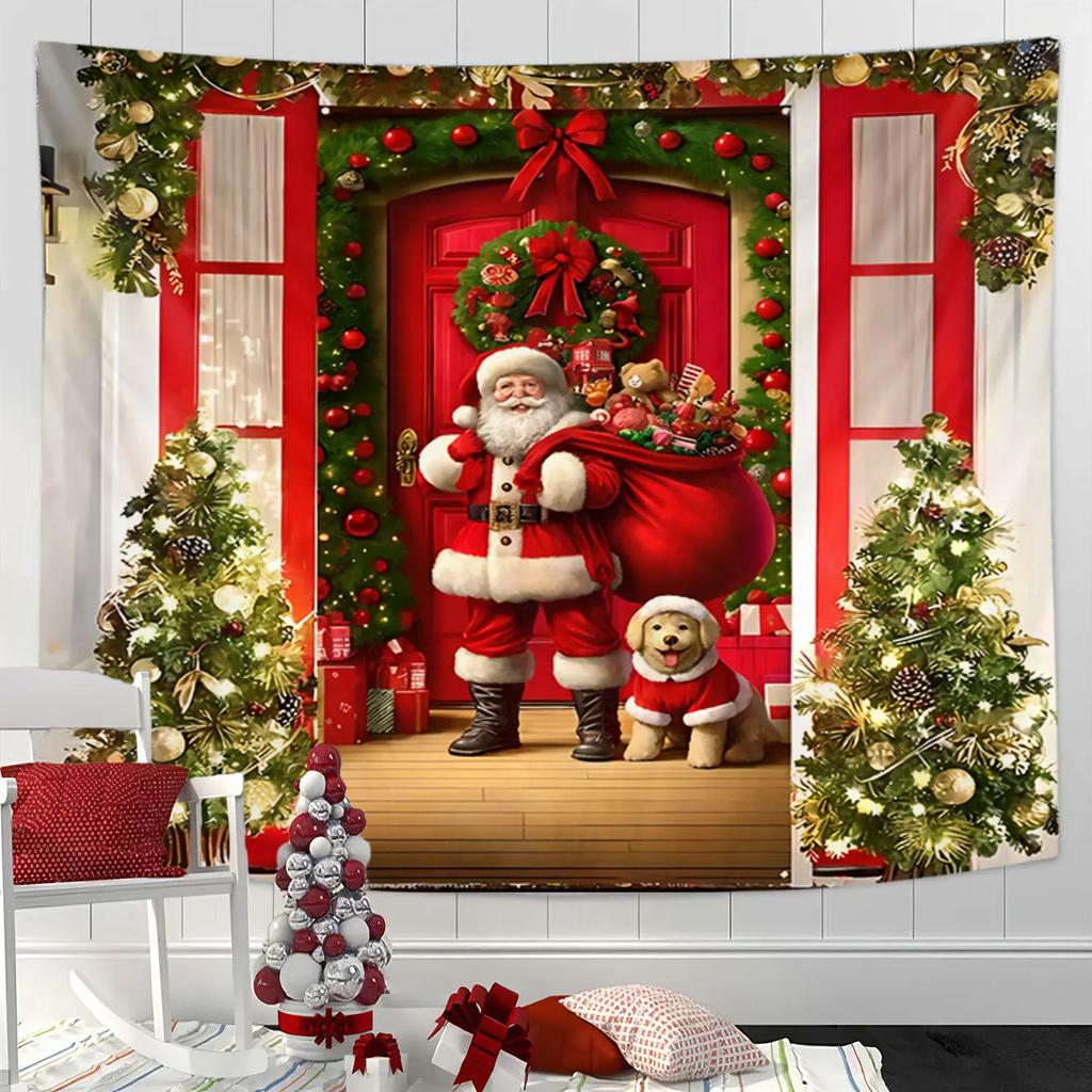 1Pcs Christmas  Decoration Wall Tapestry Santa Claus Christmas Bells Home Decoration   Wall Hanging  Background Cloth