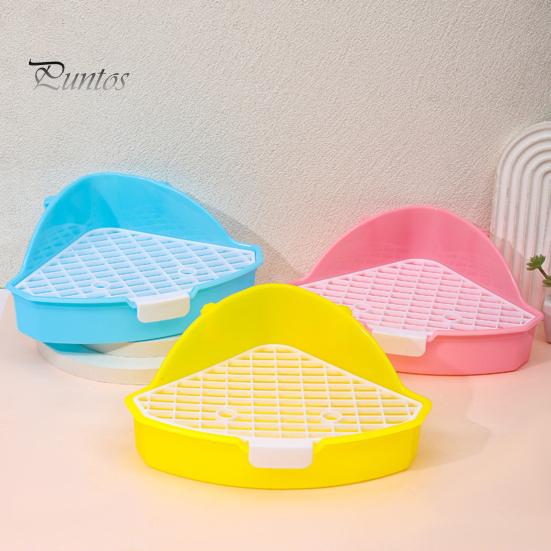 Small Pet Toilet High Fence Detachable Hollow Platform Easy Cleaning Rabbit Litter Pan Animal Potty Trainer Bunnies Corner Toilet Box Ferret Hamster