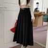 Модные новые винтажные плиссированные А-силуэта свободные юбки женские с высокой талией тонкие элегантные юбки средней длины женские повседневные однотонные простые женские юбки с поясом 26110