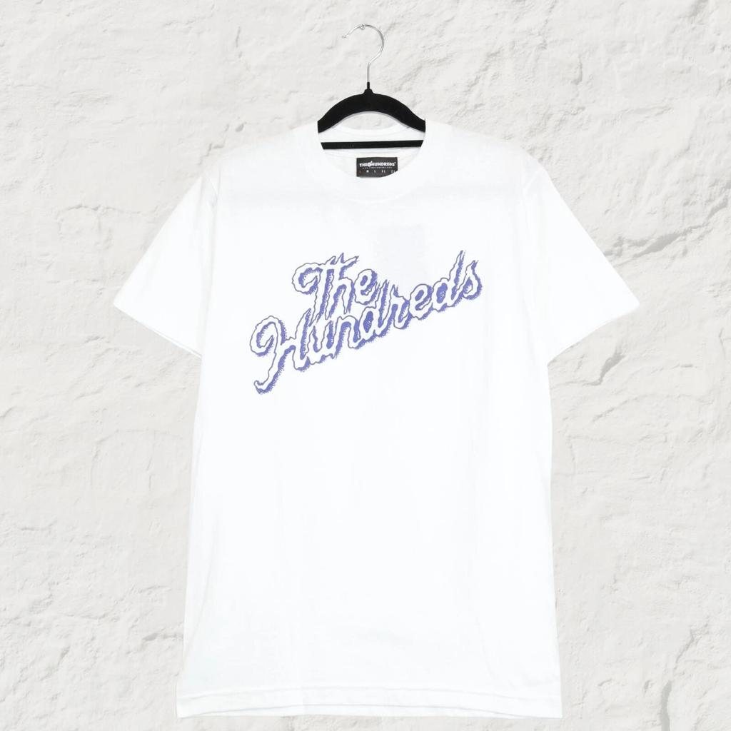 Футболка The Hundreds с косым логотипом, темно-синяя с белым, для скейт-улицы, размер S