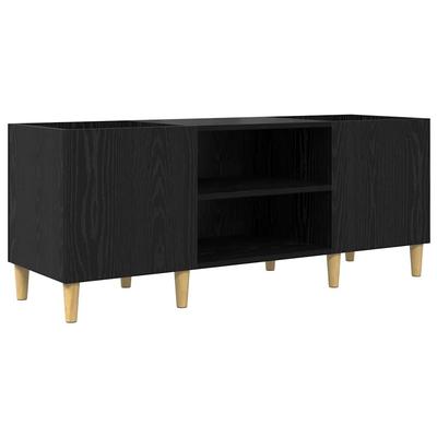 Vinyl Record Cabinet Black Oak Effect 121 X 38 X 48 Cm