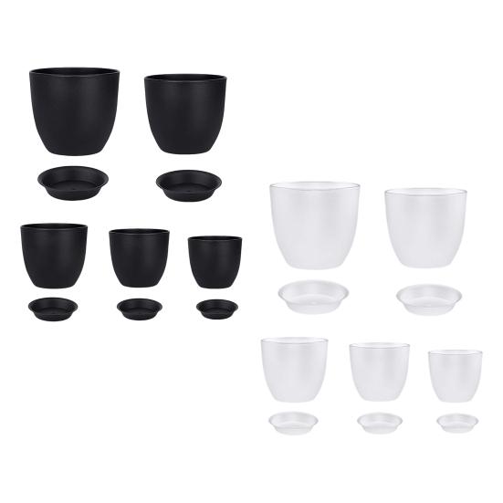 Цветочный горшок с поддоном Пластиковый горшок для растений с дренажными отверстиями Современный декоративный кашпо для комнатных и уличных растений Садовые комнатные растения