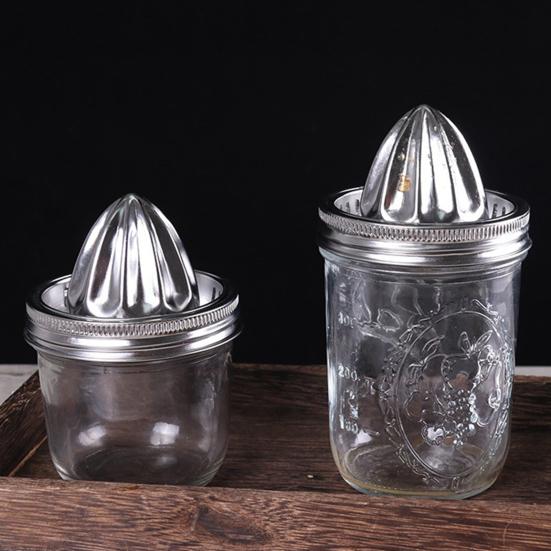 Ручная соковыжималка, 2 шт., портативная банка с широким горлом, отверстия в винтовой крышке, пищевая нержавеющая сталь, инструмент для приготовления сока лимона и апельсина, кухонные гаджеты