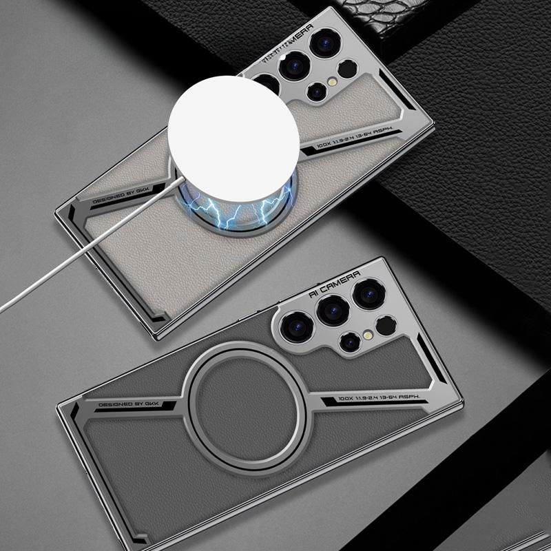 Для Galaxy S24 S25 Ultra гальванизированный кожаный чехол для телефона Samsung Galaxy S25 S24 S23 Ultra магнитная защитная задняя крышка