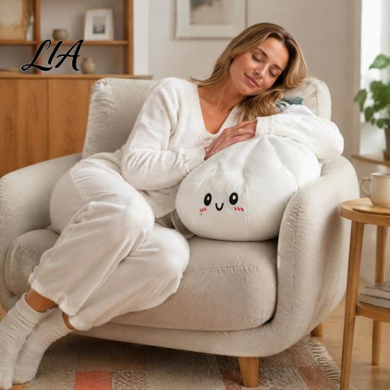 Plush Dumpling Toy Giant Pillow, Cute Stuffed Steamed Bun Squeeze Toy, Relaxing Office Desk Ornament Slow Rising Stress Ball for Kids Adults
