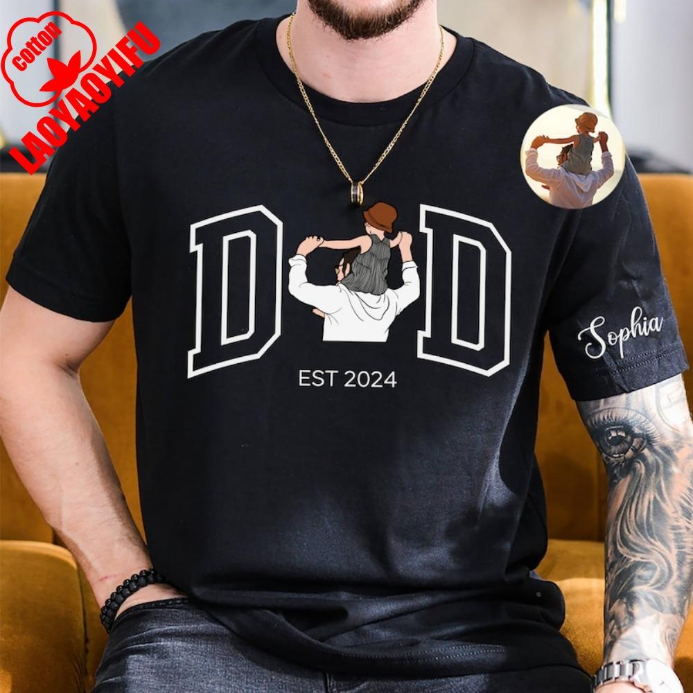 Custom Photo Shirt for Dad Father's Day Tshirt, Fathers Day Gifts Personalized Dad Portrait Shirt