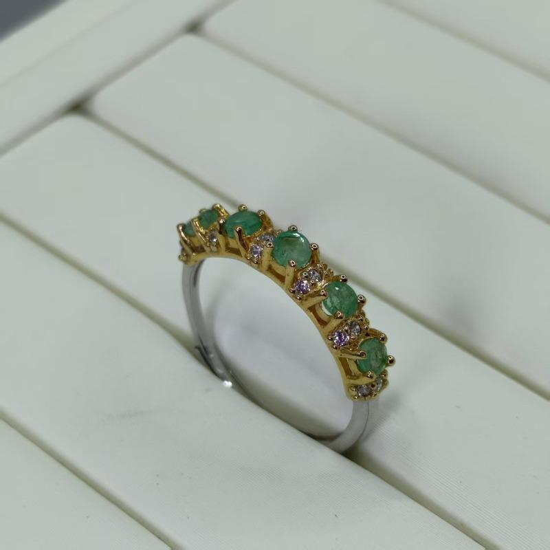 Sace Gems Кольца из стерлингового серебра 925 пробы 3 мм с натуральным изумрудом для женщин, для помолвки, для коктейльной вечеринки, ювелирные изделия