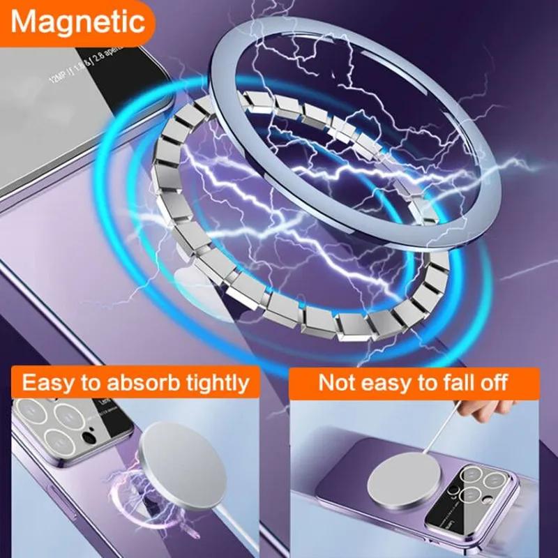 Модный прозрачный чехол Magsafe Magsafe для iPhone 14 13 12 15 Pro Max Plus, большой защитный чехол для камеры, чехол для беспроводной зарядки