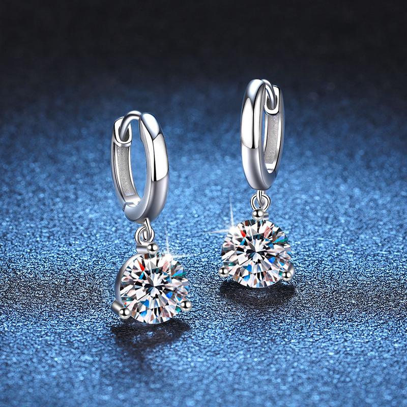 Серьги-гвоздики с муассанитом 1 карат / 2 карата / 4 карата, серебро S925, оригинальные серьги-подвески, свадебные украшения для невесты, для женщин
