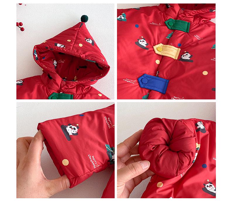 Зимний костюм для детей «Панда» 2025: Рождественский хлопковый пальто и куртка с цветовыми блоками для мальчиков