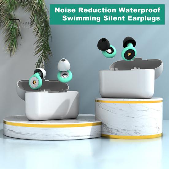 1 комплект беруш с шумоподавлением и насадками для ушей Моющиеся водонепроницаемые мягкие силиконовые многоразовые средства защиты органов слуха Работа для учебы Спящий Плавание Бесшумный