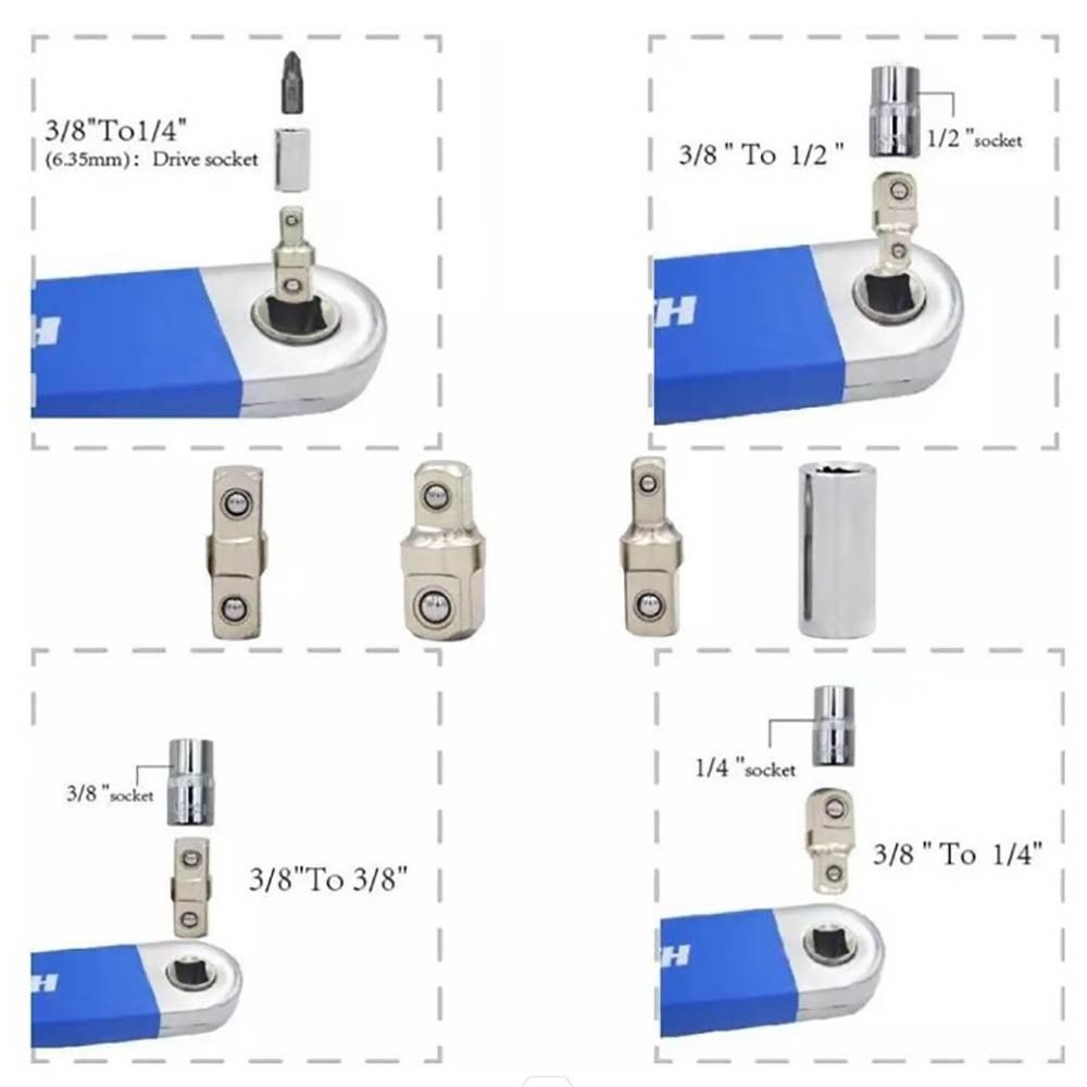 Double Head Offset Extension wrench 360-degree Rotating Ratchet Spanner Ratchet Repair Tools Hone