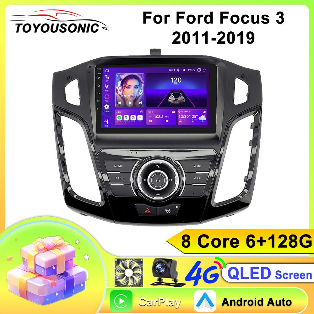 Автомобильный видеоплеер Toyousonic для Ford Focus 3 2011-2019 GPS-навигация Встроенный DSP Carplay Автомагнитола Головное устройство Android