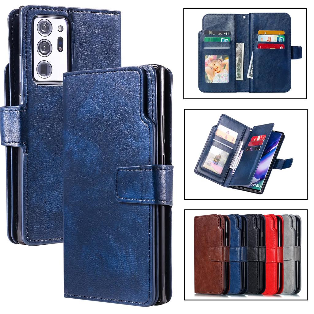 Кожаный чехол для Samsung Galaxy S24 S25 S26 Ultra S23 FE S22 S20 S21 S10 Plus Note 10 20 9 5G Flip Слот для карт Кошелек Чехол для телефона