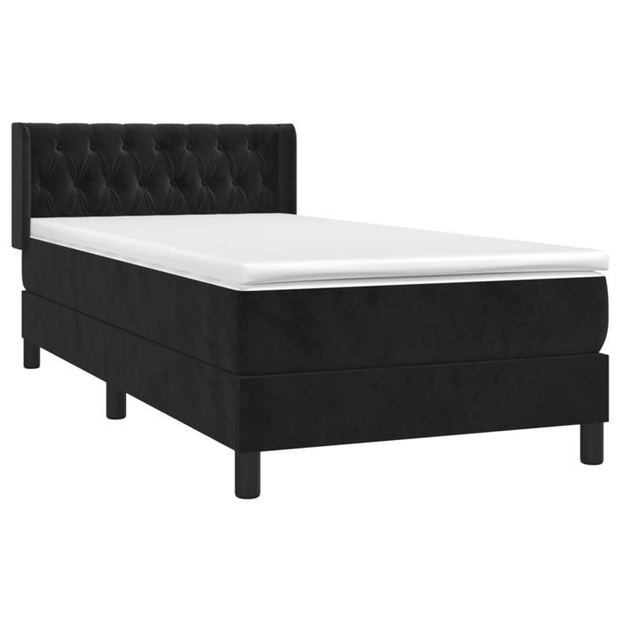 Lit avec matelas - Maison Exclusive - Noir - 90x200 cm - Tête de lit réglable - Velours doux
