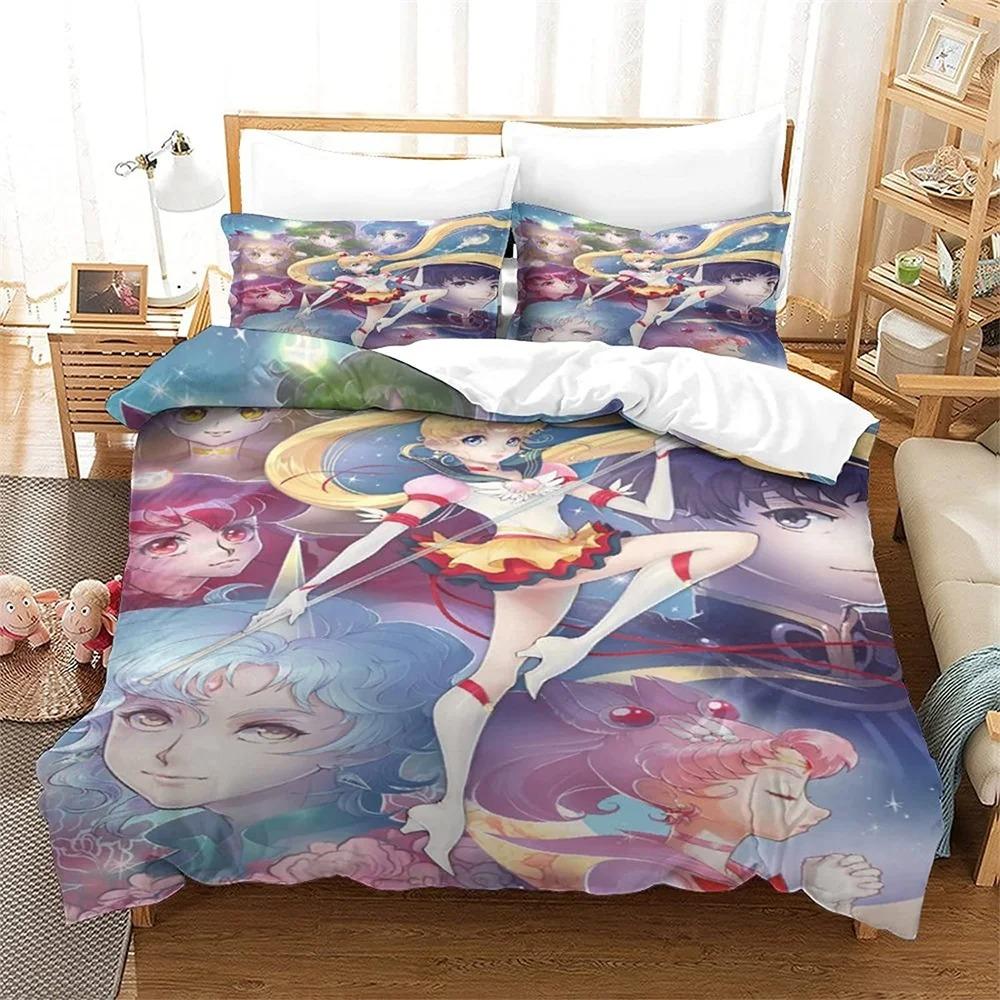 New Japanese Anime Sailor Moon Bedding Set Beautiful Girl Quilt Cover Cute Printing Duvet Home for Teens Best Gifts