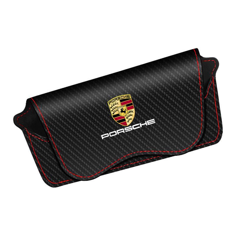 Car Sun Visor Glasses Clip Sunglasses Storage Case for Porsche Panamera Taycan 911 718 Macan Cayenne Boxster Cayman 918 Pajun FU3