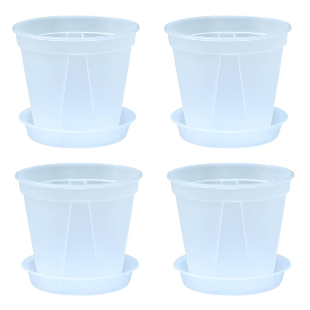 Ateena Flower Pots Plastic Slit Pots Transparent Pots Houseplant Pots 4 5 with Bottom Plates Set of 4 B No. No. (Clear, No. 6)