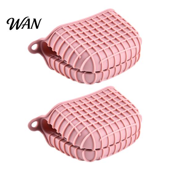 Baking Gloves 2Pcs Silicone Oven Mitts Heat Resistant Thick Grid Pattern Non-Slip for Microwave Kitchen Accessory Temperature Clip