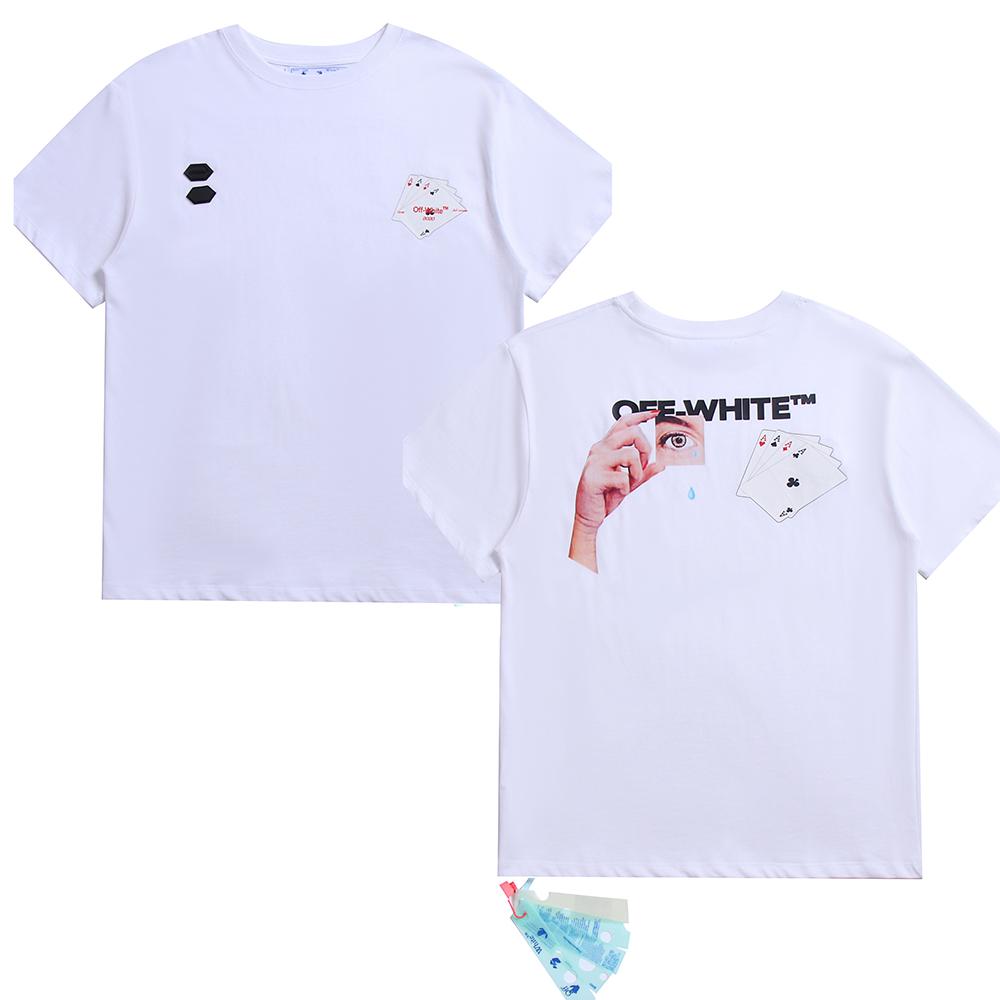 Off-White Летняя новинка 2025 года с принтом покерных карт и букв, классическая футболка с короткими рукавами для мужчин и женщин, парная футболка