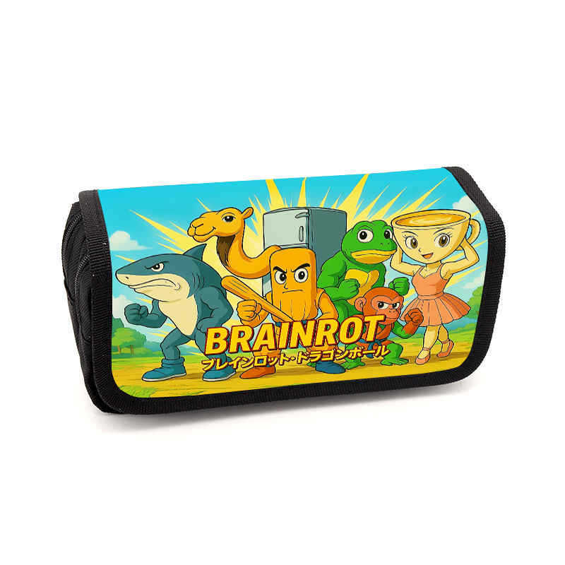 Brain rot pencil case Animation peripheral storage bag Stationery pencil case