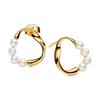 Round Pearl Trim Design Stud Earrings Women's Gold 263276C01