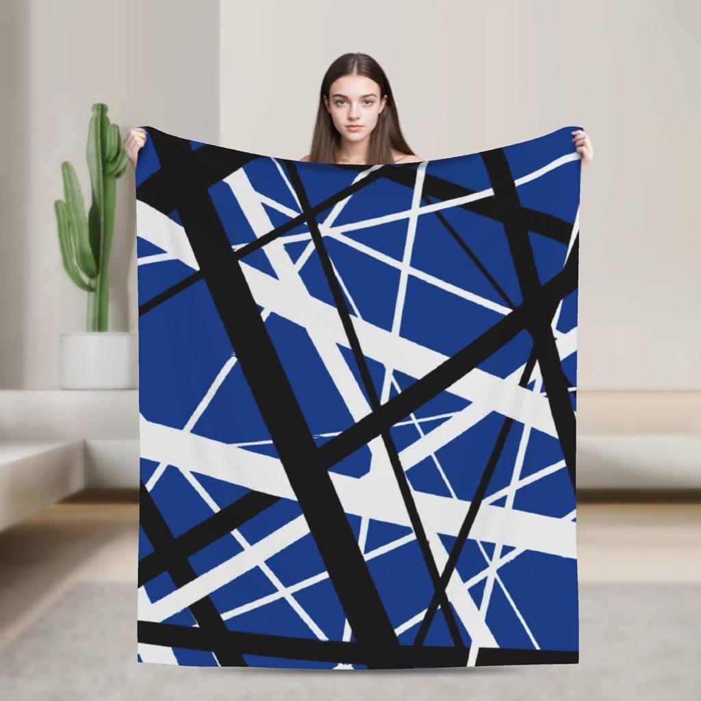 Warm Cozy Blankets Plane Travel Van Halen Blue Rock Stripes Throw Blanket Graphic  Bedspread For Sofa Home