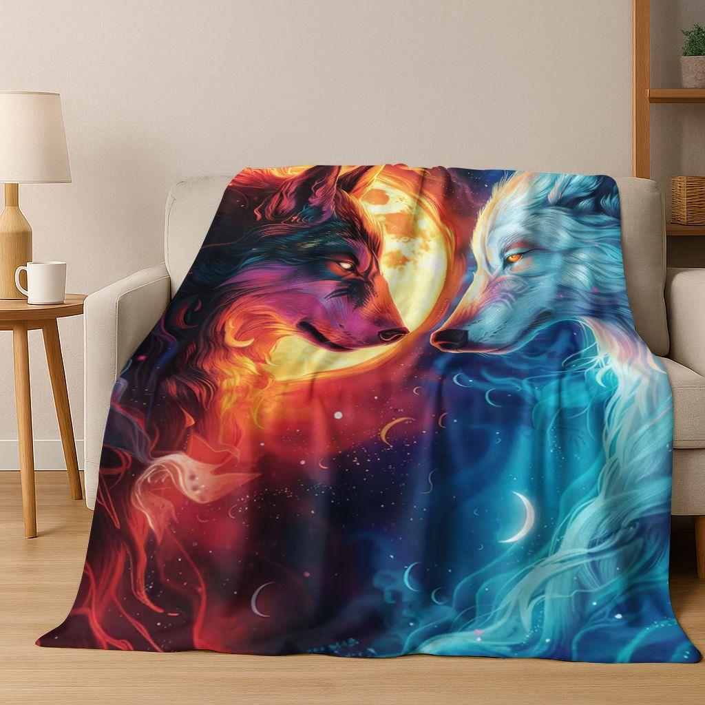 Скандинавская мифология Волк Фенрир Мультяшное Фланелевое Одеяло, Уютное Мягкое Плед для Дома Спальни Кровати Дивана Пикника Покрытие Дети
