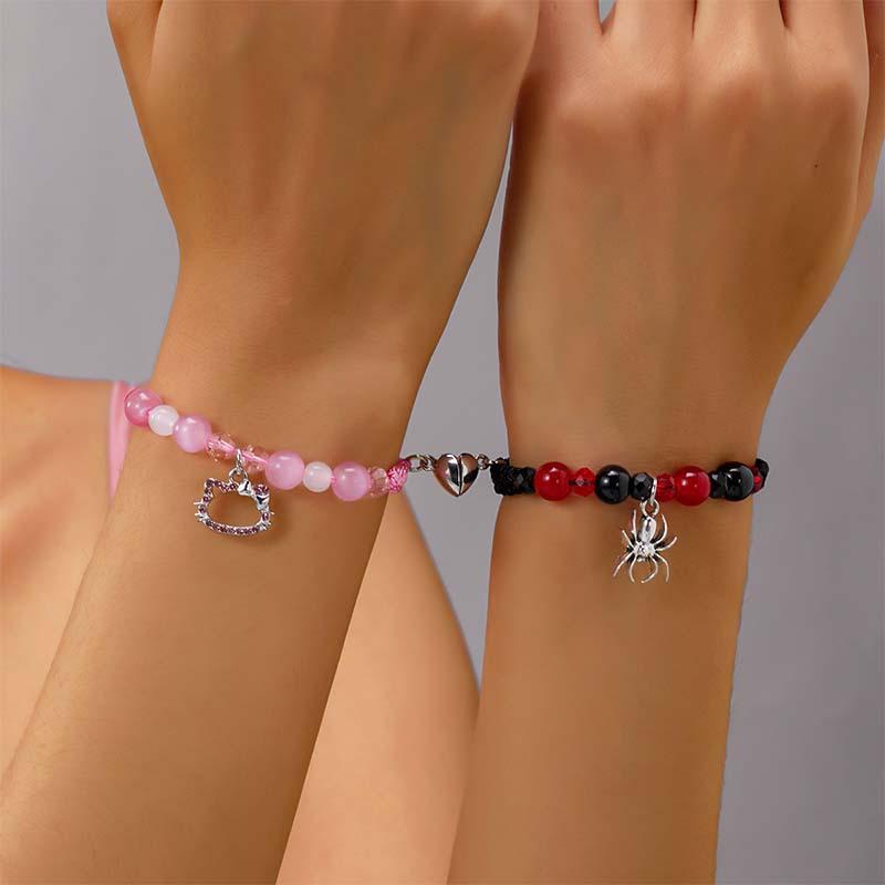 2 шт./комплект Модный браслет дружбы Подвеска Hello Kitty Парные браслеты Шнурок Цепочка Браслеты для пары Влюбленных Семья Подарки для сестры