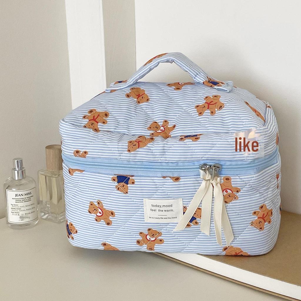 Striped Bear Cartoon Travel Cosmetic & Toiletry Bag