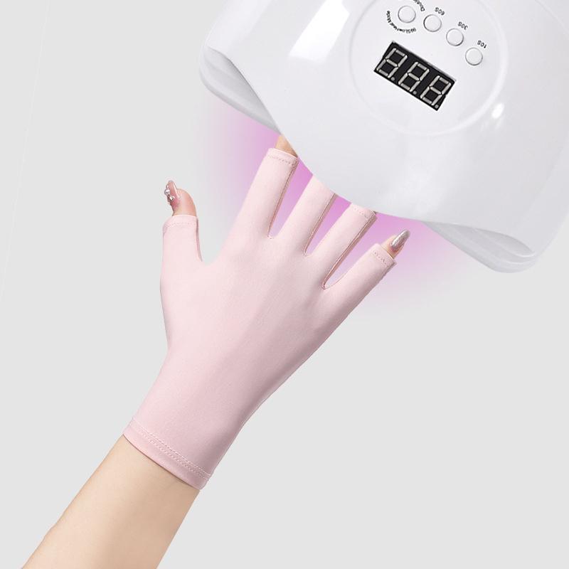 1 Pair Anti Uv Nail Gloves Uv Gel Shield Glove Half Finger Manicure Led Lamp Nail Art Salon Tools