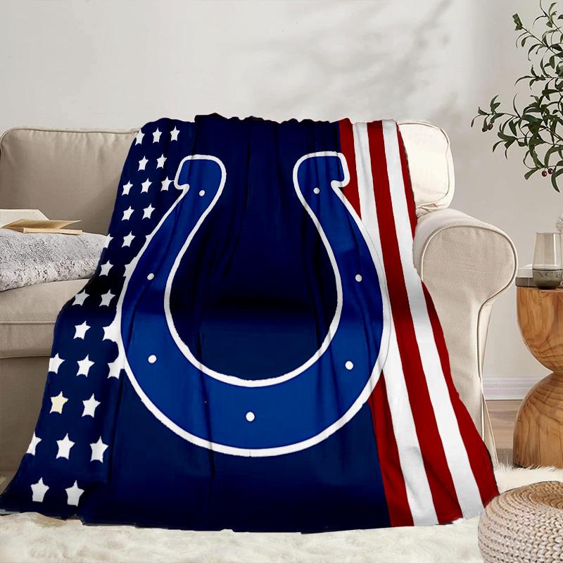 Indianapolis Colts Logo Portable Blanket/Soft Blanket Bedding Blanket Suitable for Travel Camping Living Rooms Offices Sofas Fan Gifts