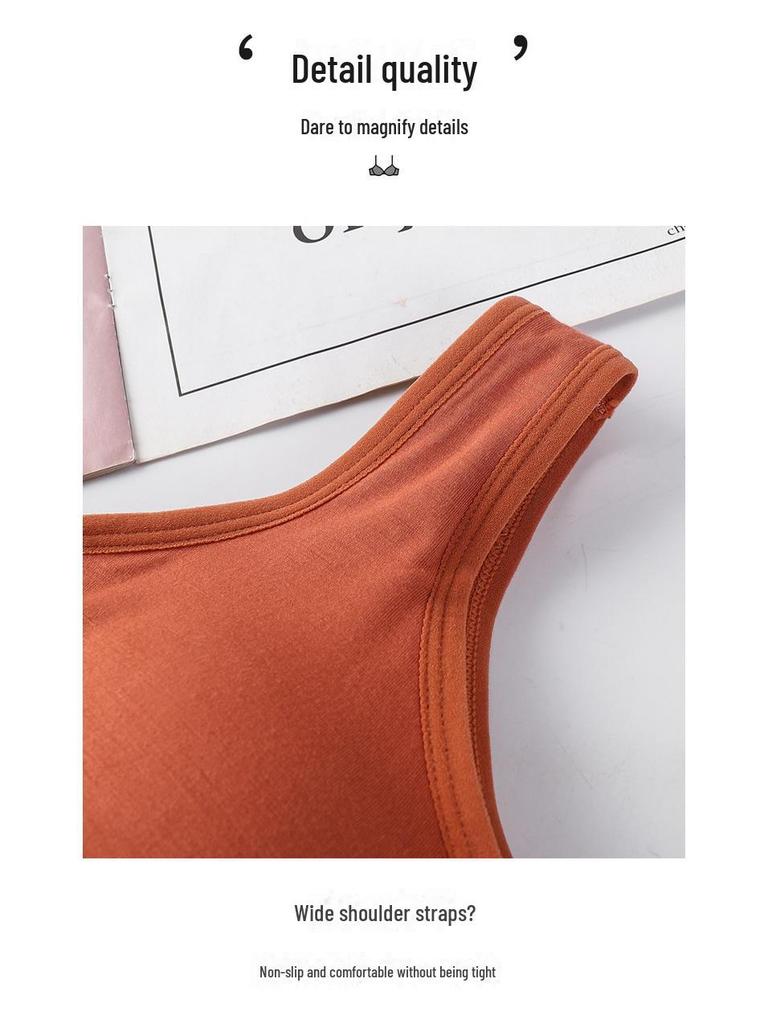 Women's Modal Sports Vest with Built-in Bra and Chest Pad - No Steel Ring, Anti-Exposure Design