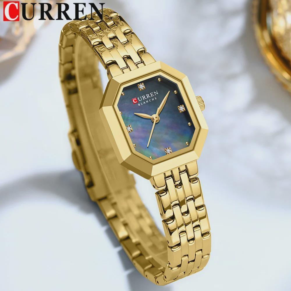 CURREN Роскошные Элегантные Женские Часы Классический Прямоугольный Циферблат со Стразами Нержавеющая Сталь Водонепроницаемые