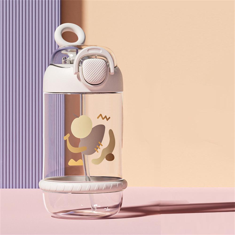 600ML Cute Water Bottle with Straw Juice Milk Drinking Bottle For Kid Healthy Material Outdoor Drinking Kettle